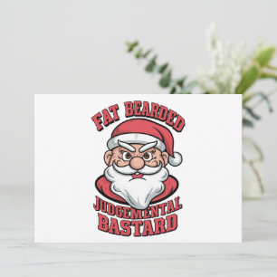 Tarjeta Festiva Gordo Santa Claus barbudo y juicioso divertido