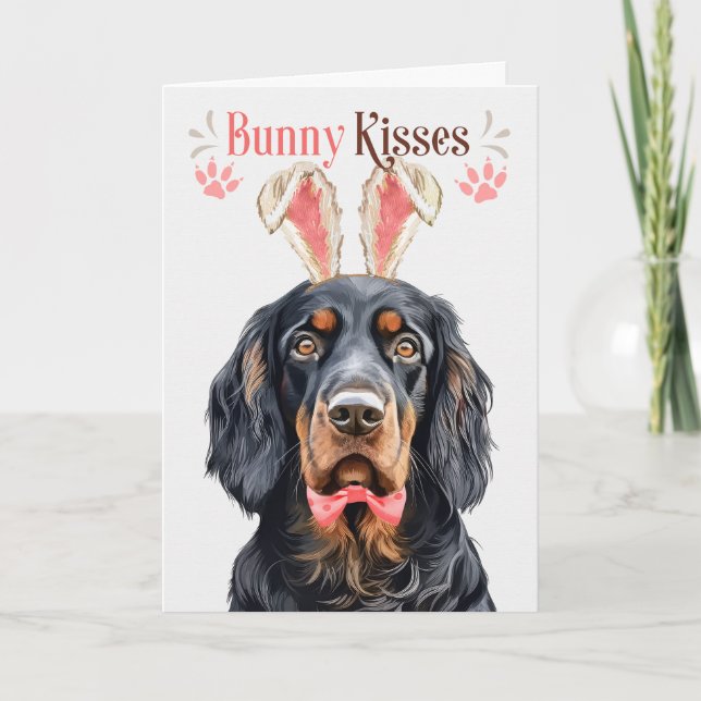 Tarjeta Festiva Gordon Setter Dog en Bunny Ears por Pascua (Anverso)