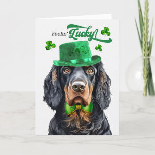 Tarjeta Festiva Gordon Setter Dog Feelin' Lucky St Patrick's Day