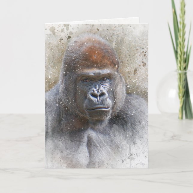 Tarjeta Festiva Gorilla Jungle Safari Artwork All Occasion Blank (Anverso)