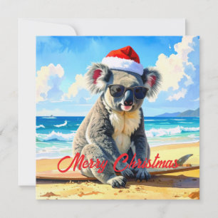 Tarjeta Festiva Gorra de Santa Koala de Sol y Oleaje 