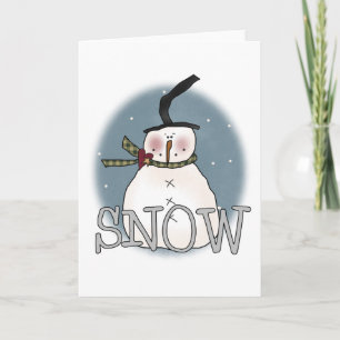 Tarjeta Festiva Gorra de Stovepipe Snowman