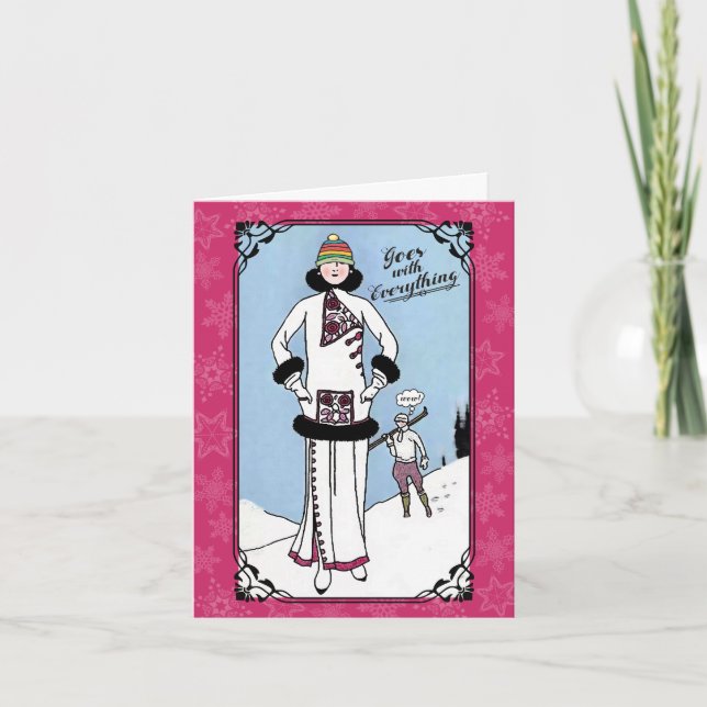 Tarjeta Festiva Gorra feo Art Nouveau tejiendo Navidades de croche (Anverso)