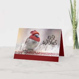 Tarjeta Festiva Gorrión de recuerdos con el gorra