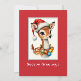 Tarjeta Festiva Gorro de Santa Ciervo Bello