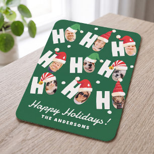 Tarjeta Festiva Gorros de Santa modernos y lindos nueve fotos fami