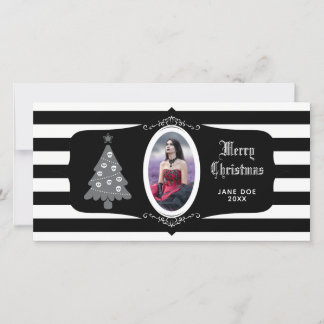 Tarjeta Festiva Gothic Christmas Tree With Cameo Photo Card