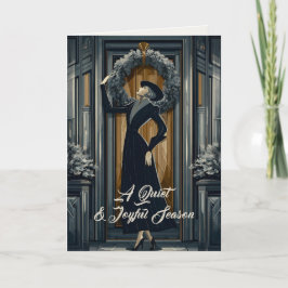 Tarjeta Festiva Gothic Deco | Corona de Academia Oscura