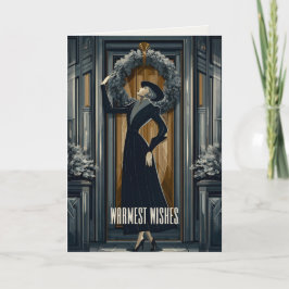 Tarjeta Festiva Gothic Deco | Corona moderna