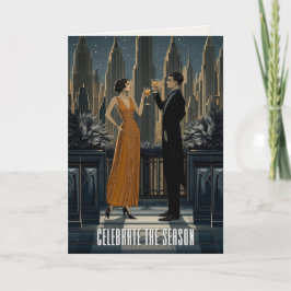 Tarjeta Festiva Gothic Deco | Skyline Toast Moderno
