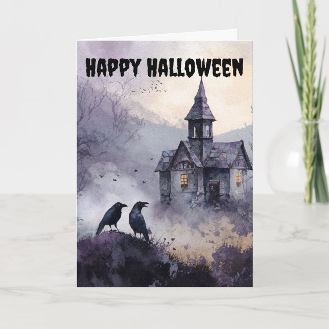 Tarjeta Festiva Gothic Halloween Scene (Anverso)