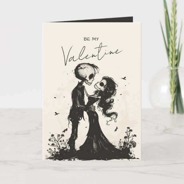 Tarjeta Festiva Gothic Skeleton Couple Dark Romantic Valentine (Anverso)