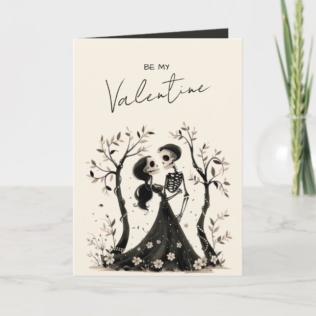 Tarjeta Festiva Gothic Skeleton Couple Dark Romantic Valentine (Anverso)