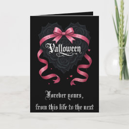 Tarjeta Festiva Gothic Valloween Script Roses and Garlands
