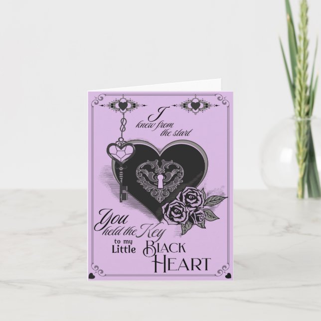 Tarjeta Festiva Gothic Victorian Black Heart Valentine Card (Anverso)
