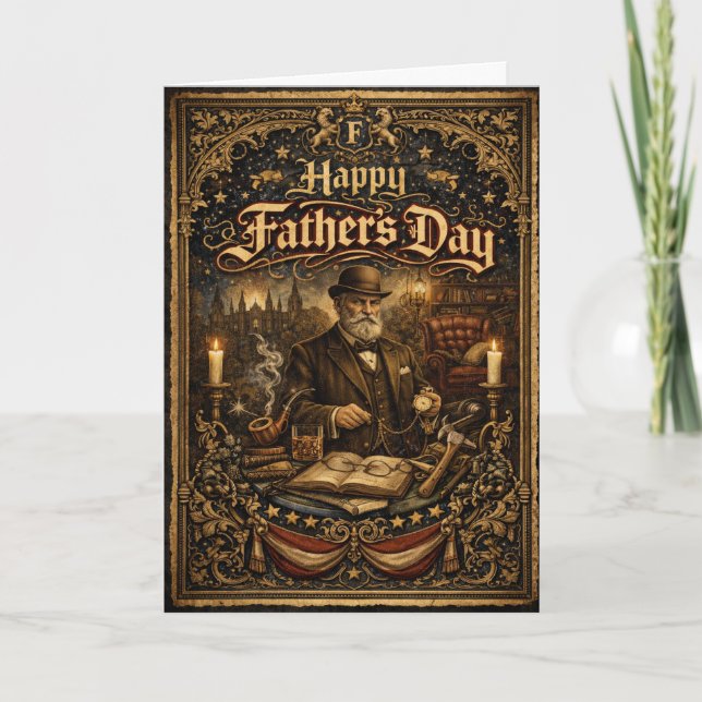 Tarjeta Festiva Gothic Victorian Gentleman Fathers Day (Anverso)