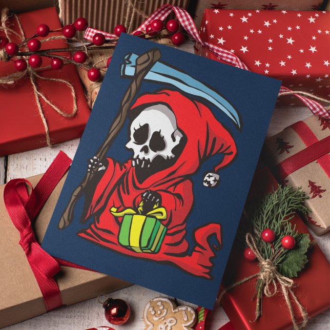 Tarjeta Festiva Gótico gracioso asuy Grim Reaper Navidades (Subido por el creador)