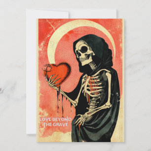 Tarjeta Festiva Gótico Reaper del Día de San Valentín con Corazón