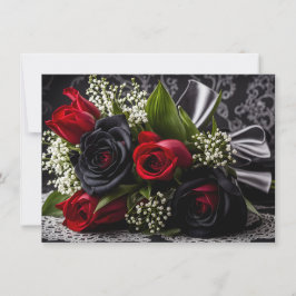 Tarjeta Festiva Gótico Rosas Negras y Rojas Bouquet Valentine