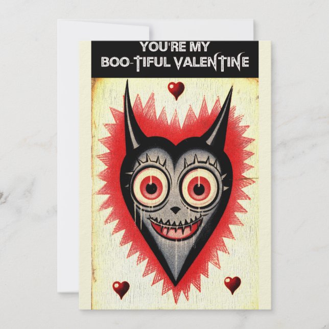 Tarjeta Festiva Gótico Sombrío Corazón de Vampiro Valentine (Anverso)