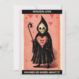 Tarjeta Festiva Gótico Sombrío Valentine Grim Reaper con Corazón