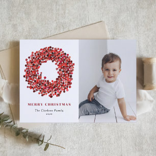 Tarjeta Festiva Gouache Red Winterberry Wreath Photo Navidades