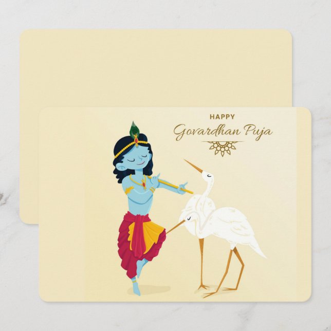 Tarjeta Festiva Govardhan Puja (Anverso / Reverso)