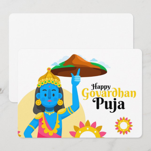 Tarjeta Festiva Govardhan Puja (Anverso / Reverso)