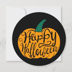 Tarjeta Festiva Grabación feliz de Halloween con calabaza tallada