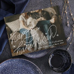 Tarjeta Festiva Grabación manual Happy Hanukkah Photo<br><div class="desc">Leyenda manual feliz Hanukkah con estrellas</div>