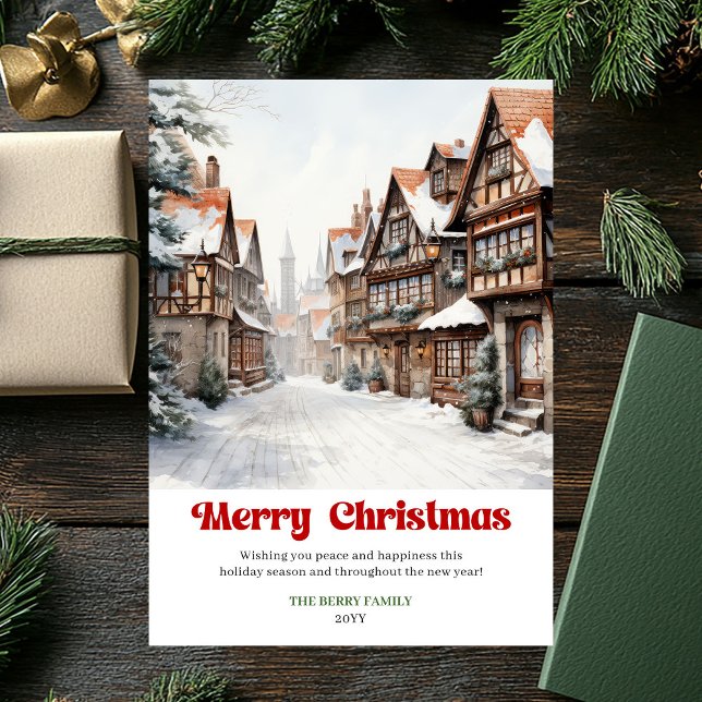 Tarjeta Festiva Graceful rustic Christmas scene festive vintage  (Graceful rustic Christmas scene festive vintage city)