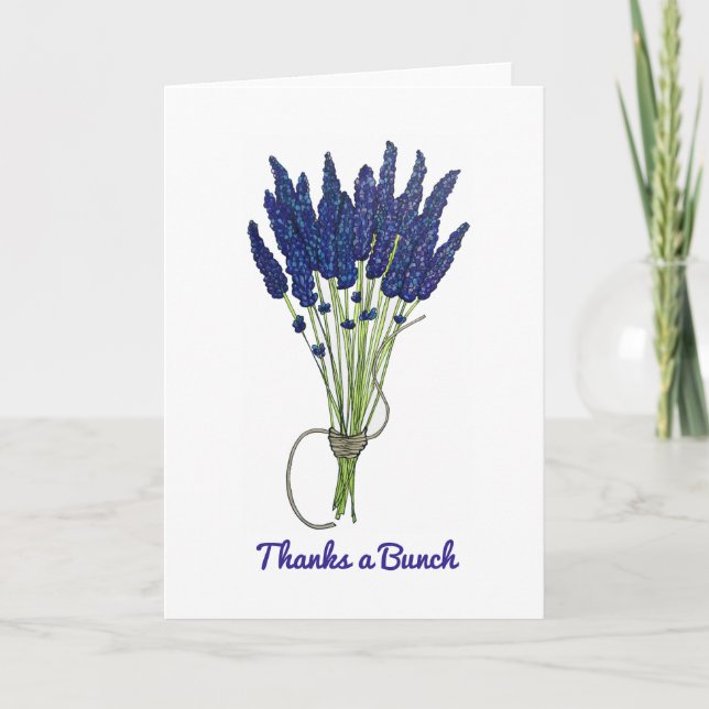 Tarjeta Festiva Gracias a Bunch Lavender Flower Bouquet (Anverso)