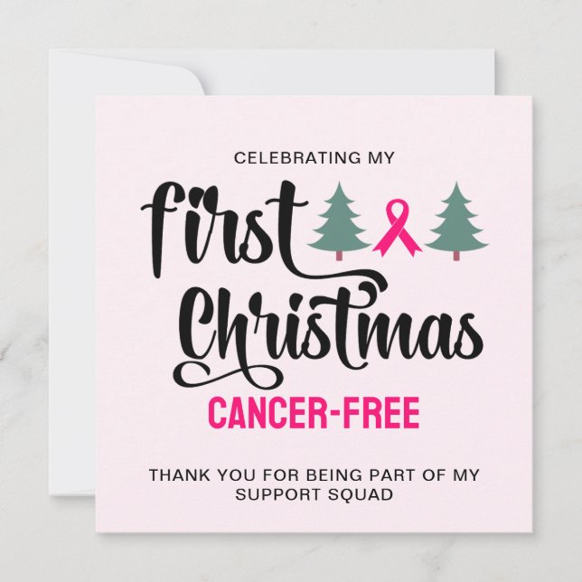 Tarjeta Festiva GRACIAS A MI PRIMERA NAVIDAD, Cáncer de Mama. (Anverso)