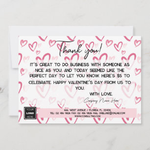 Tarjeta Festiva Gracias al regalo de fidelidad de Valentine