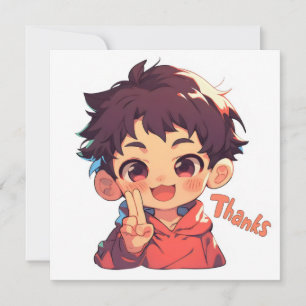 Tarjeta Festiva Gracias Anime Boy