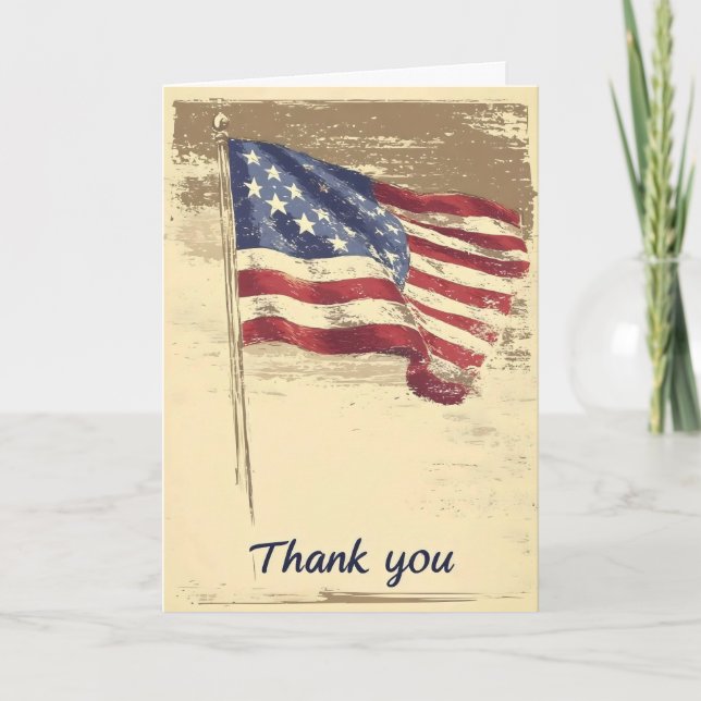 Tarjeta Festiva Gracias Bandera Americana (Anverso)