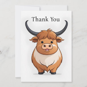 Tarjeta Festiva Gracias Cartilla Escocia Highland Cow