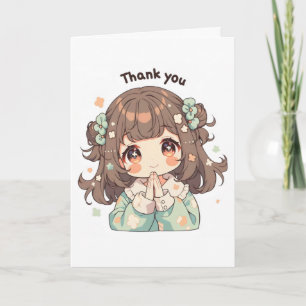 Tarjeta Festiva Gracias Chica Anime Linda