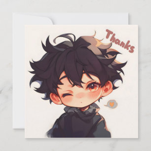 Tarjeta Festiva Gracias Chico Anime Lindo