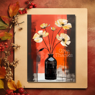 Tarjeta Festiva Gracias Flor moderna y Acción de Gracias de Vase