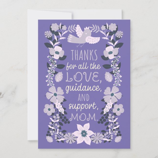 Tarjeta Festiva Gracias, mamá, Apreciación Escandinava del Arte Po (Anverso)