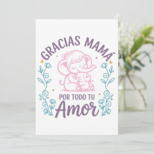 Tarjeta Festiva Gracias Mamá – Elefantes Tiernos Día de la Madre b