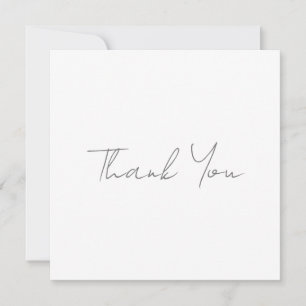 Tarjeta Festiva Gracias Moda Clásica Gris Escrita A Mano Blanca