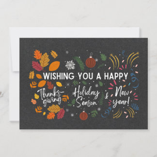 Tarjeta Festiva GRACIAS, NAVIDADES, AÑO NUEVO | Vacaciones múltipl