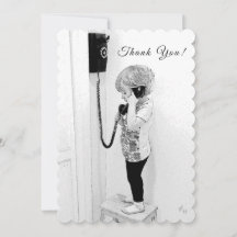 Gracias, niño, viejo teléfono, arte de B&W