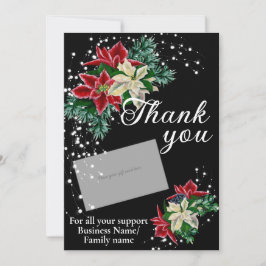 Tarjeta Festiva Gracias Poinsettia Gift Card Holder Black