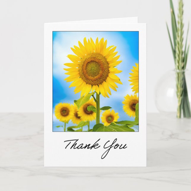 Tarjeta Festiva Gracias Por Cualquier Hermosa Foto De Girasol (Anverso)