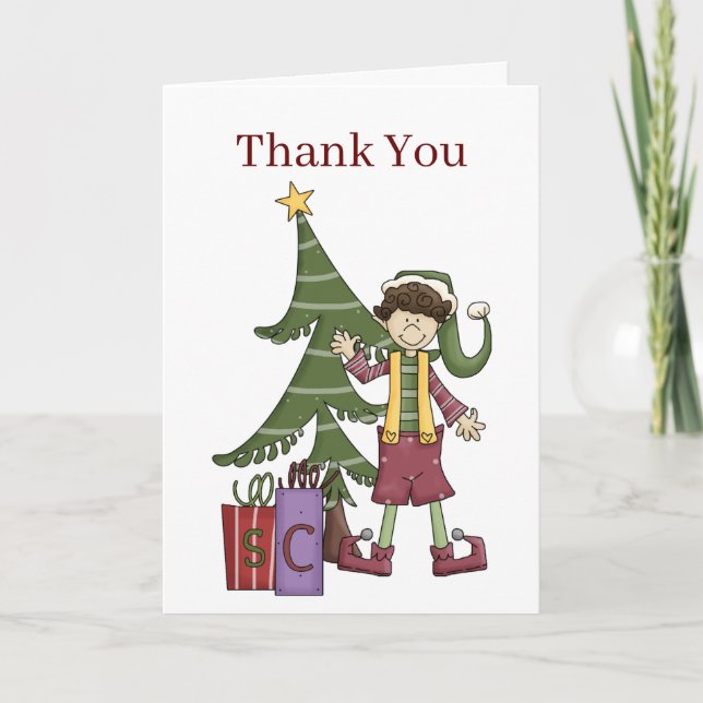 Tarjeta Festiva Gracias por la ayuda de los Navidades de Elf (Anverso)