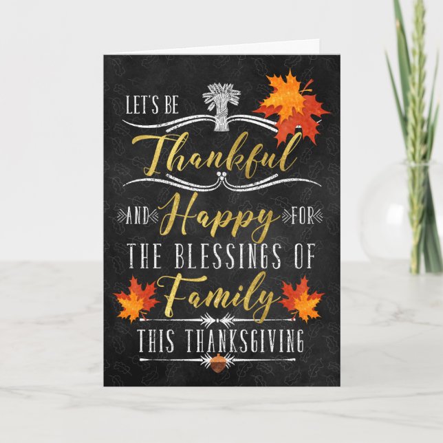 Tarjeta Festiva Gracias por las bendiciones del tablero de la fami (Anverso)