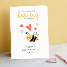 Tarjeta Festiva Gracias Por Ser Mi Amigo Bee Pun Kids Valentine